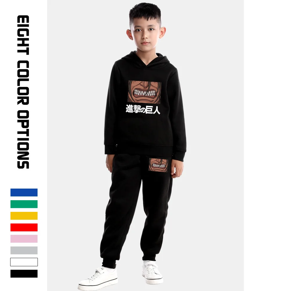 Anime Attack on Titan Clothes Children's Hoodies suit Boys Girls Hooded Sweater And Pant Sets Black Funny Sweatshirt Trousers
Anime Attack on Titan Clothes Children's Hoodies suit Boys Girls Hooded Sweater And Pant Sets Black Funny Sweatshirt Trousers