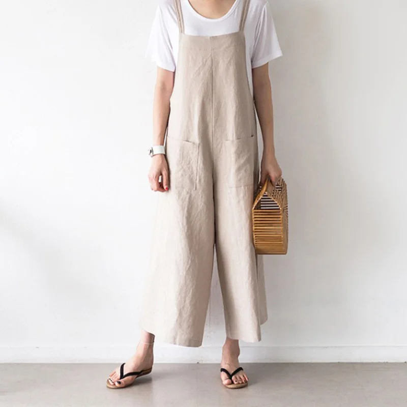 Korean Rompers 2021 Summer Women Casual Loose Linen Cotton Jumpsuit Sleeveless Backless 100% Cotton Playsuit Trousers Overalls
Korean Rompers 2021 Summer Women Casual Loose Linen Cotton Jumpsuit Sleeveless Backless 100% Cotton Playsuit Trousers Overalls