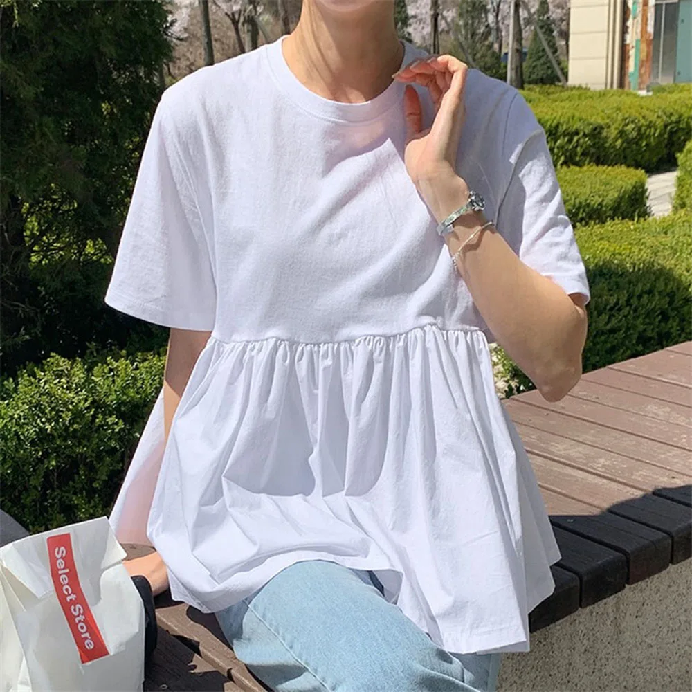 Cute white summer blouse shirt janpan korean 2020 high waist pleated tops loose style femme shirts blouses daily
Cute white summer blouse shirt janpan korean 2020 high waist pleated tops loose style femme shirts blouses daily