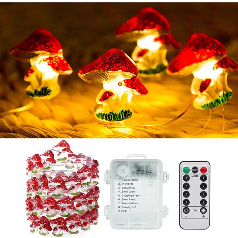 New Mushroom String Garland Light 3M 30LEDS Remote Battery Box Holiday Decoration Christmas Party Gift
New Mushroom String Garland Light 3M 30LEDS Remote Battery Box Holiday Decoration Christmas Party Gift