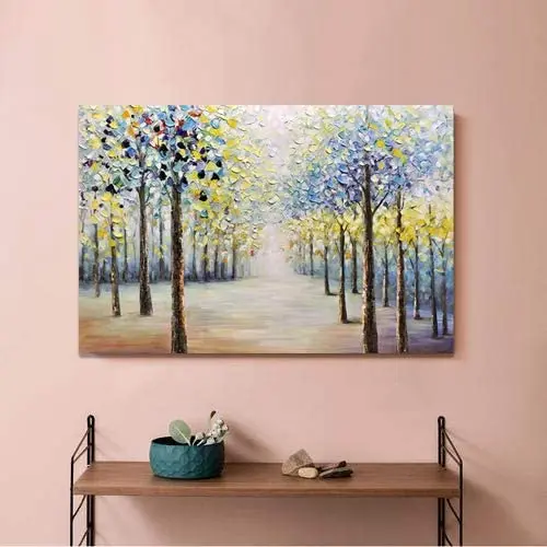 

Hand-painted Dense Forest Wall Art On Canvas Abstract Tree Oil Paintings Modern Home Decor Landscape Artwork Frameless For Home