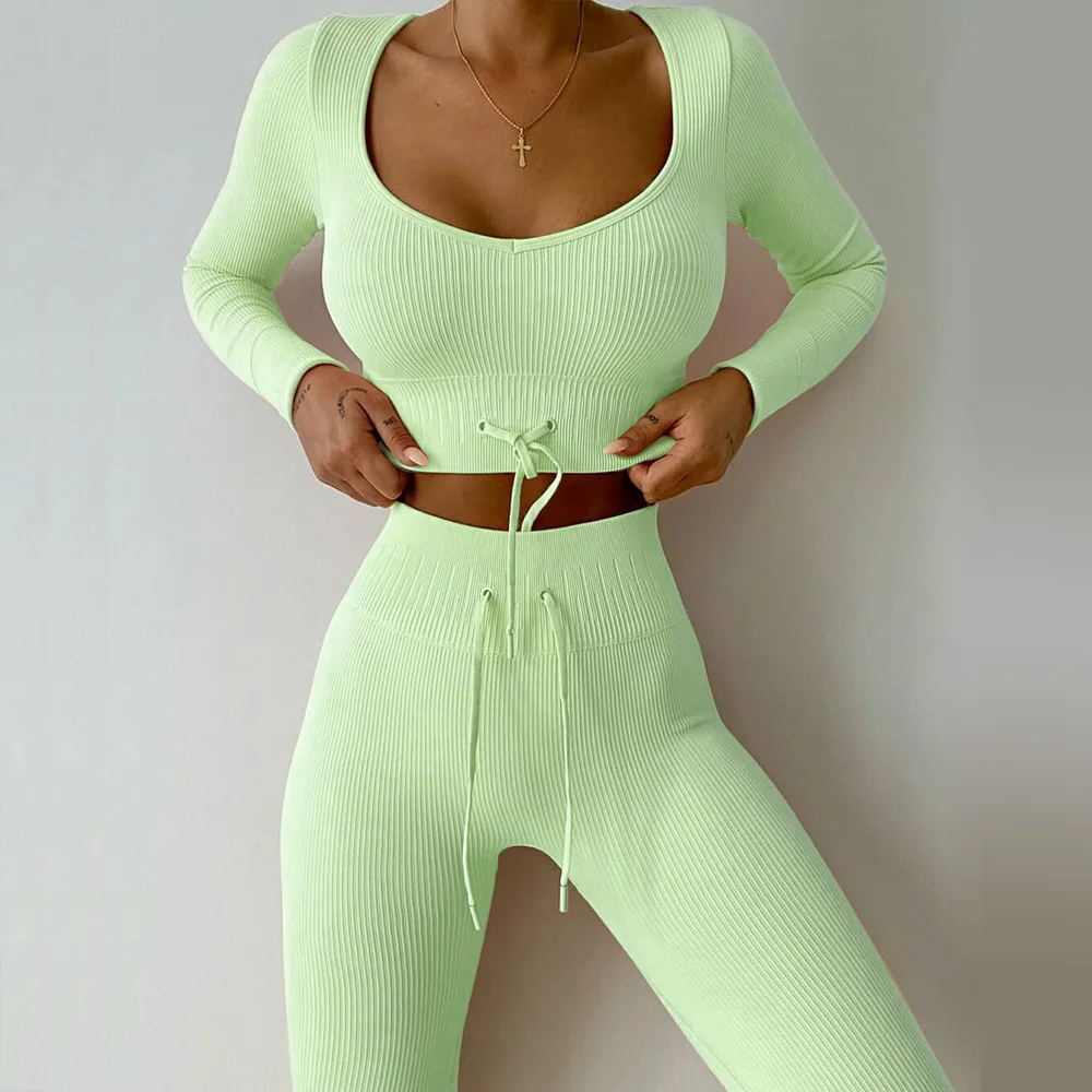Seamless Yoga Suit Long Sleeve Rib Knit Sexy Sports Long Sleeve European and American Yoga Suit 2021autumn and Winter Female
Seamless Yoga Suit Long Sleeve Rib Knit Sexy Sports Long Sleeve European and American Yoga Suit 2021autumn and Winter Female