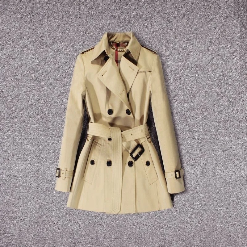 and British style medium windbreaker women's short small 2021 new spring and autumn popular coat women's 
and British style medium windbreaker women's short small 2021 new spring and autumn popular coat women's