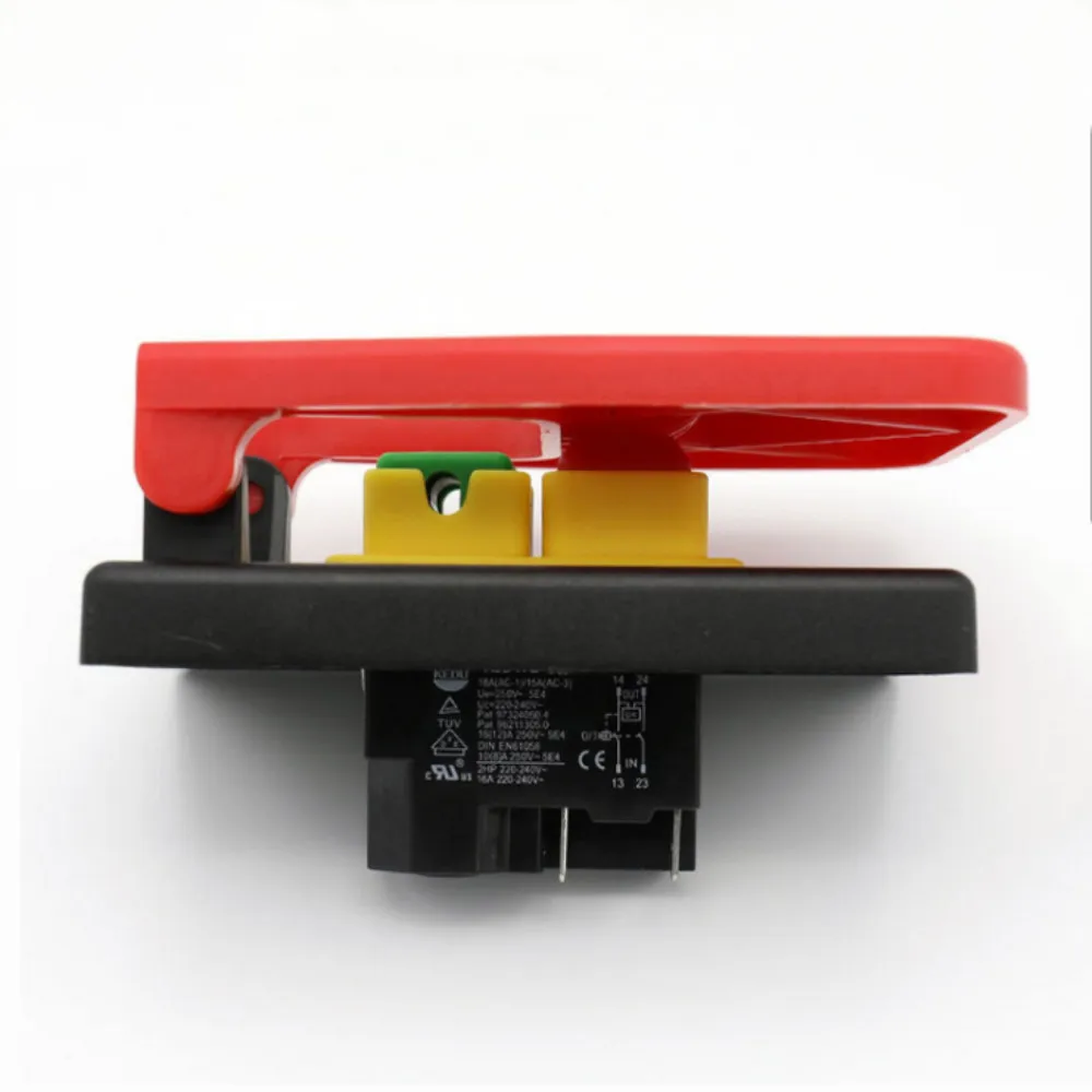 KJD17B 220V-240V 16A 5E4 electromagnetic safety switch with emergency stop cover 
KJD17B 220V-240V 16A 5E4 electromagnetic safety switch with emergency stop cover