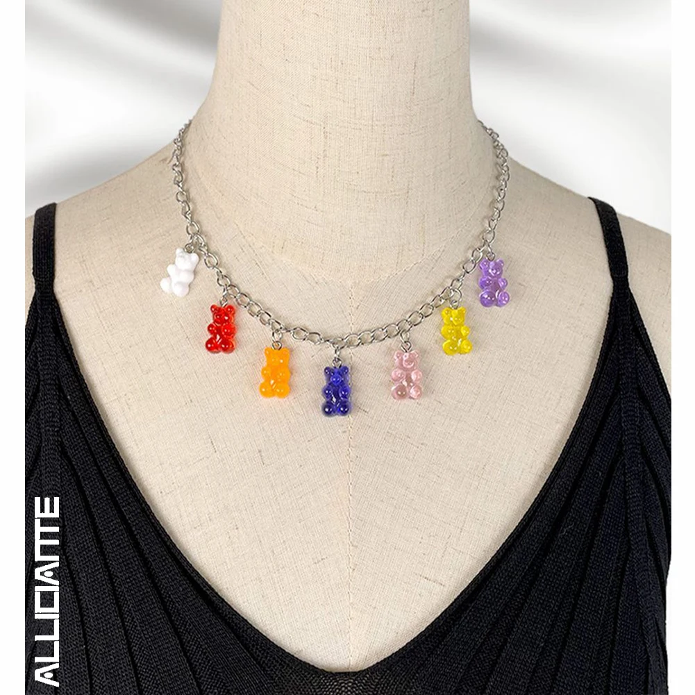 Cute Multicolor Cartoon Gummy Bear Pendant Necklace For Women Hiphop Punk Silver Color Metal Chain Daily Party Jewelry Wholesale
Cute Multicolor Cartoon Gummy Bear Pendant Necklace For Women Hiphop Punk Silver Color Metal Chain Daily Party Jewelry Wholesale