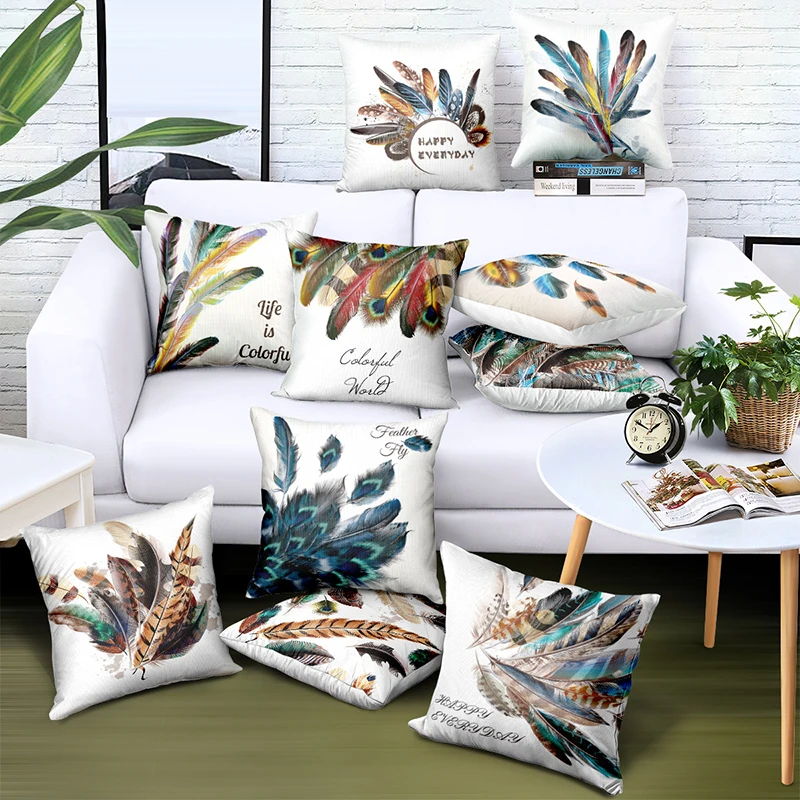 Pretty Peacock Feather Printing Throw Pillows Cover Modern Nordic Style Cushion Cover 45*45cm Comfortable Home Supplies
Pretty Peacock Feather Printing Throw Pillows Cover Modern Nordic Style Cushion Cover 45*45cm Comfortable Home Supplies
