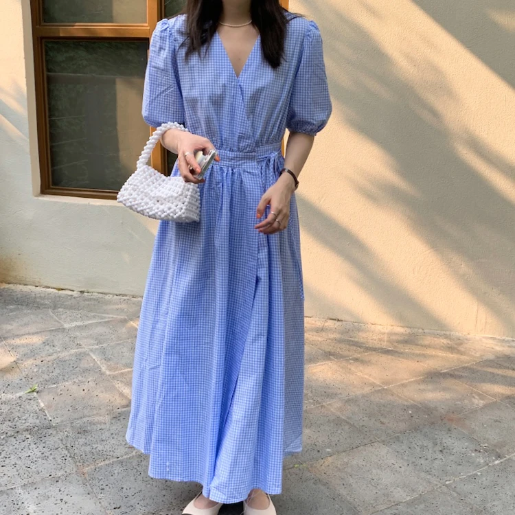 CMAZ 2021 Summer Women Plaid Dress V-Neck Puff Sleeve Ankle Dresses Large Swing Casual Loose Female Vestido Sundress 2022#
CMAZ 2021 Summer Women Plaid Dress V-Neck Puff Sleeve Ankle Dresses Large Swing Casual Loose Female Vestido Sundress 2022#