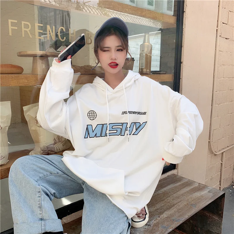 Свитшоты для ранней осени, новинка, футболка в Корейском стиле с длинным рукавом, женский свитер с принтом 
Свитшоты для ранней осени, новинка, футболка в Корейском стиле с длинным рукавом, женский свитер с принтом