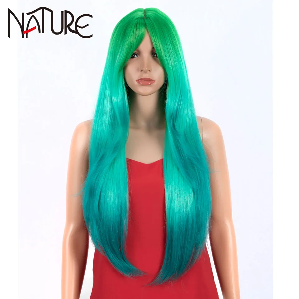 Nature Wig Long Straight Wig With Bangs Synthetic Wigs For Women 32 Inch Heat Resistant Ombre Rainbow Green Wigs Cosplay Hair
Nature Wig Long Straight Wig With Bangs Synthetic Wigs For Women 32 Inch Heat Resistant Ombre Rainbow Green Wigs Cosplay Hair