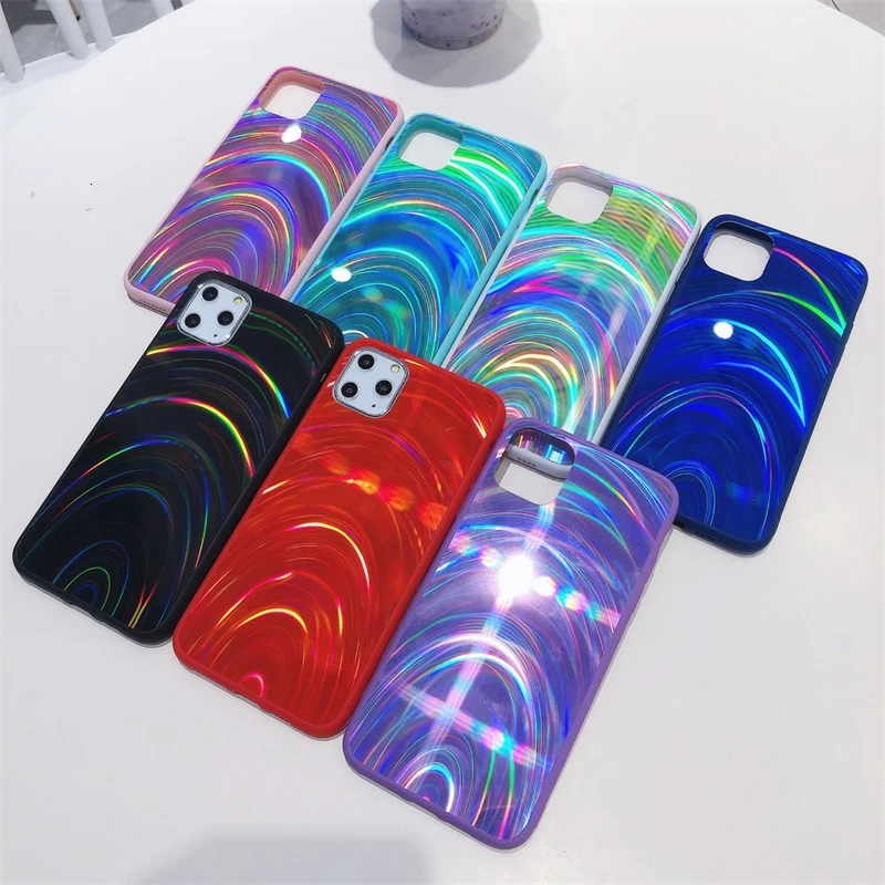 Лазерный чехол для телефона iPhone 11 Pro Max s градиентный блестящий 6 6S 7 8 Plus X XS MAX XR Rainbow