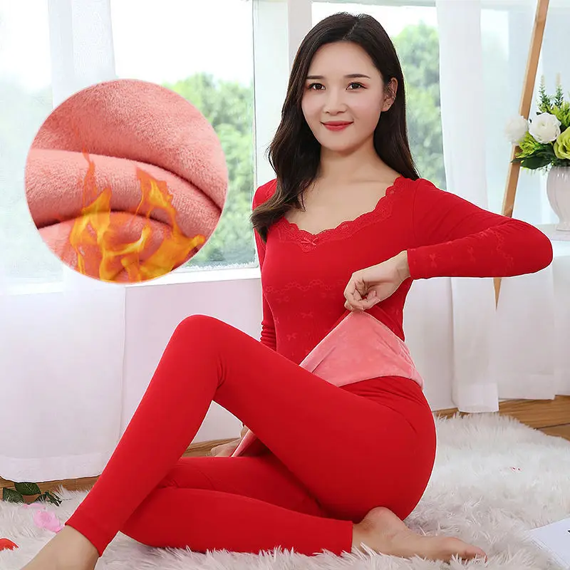 Warm underwear women's thickened Plush suit tight and beautiful body student autumn clothes and trousers youth Winter Korean cot
Warm underwear women's thickened Plush suit tight and beautiful body student autumn clothes and trousers youth Winter Korean cot