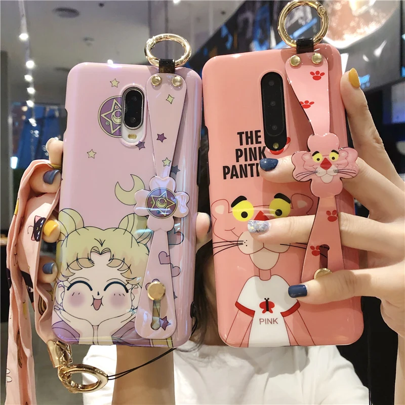 Чехол с ремешком на запястье для oneplus 7 pro Sailor moon мягкая задняя крышка телефона