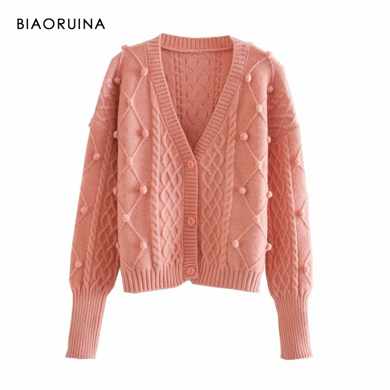 BIAORUINA Women's Pink Single Breasted 2020 Autumn Winter Sweet Knitted Cardigan Loose Thick V-neck Lantern Sleeve Sweater
BIAORUINA Women's Pink Single Breasted 2020 Autumn Winter Sweet Knitted Cardigan Loose Thick V-neck Lantern Sleeve Sweater