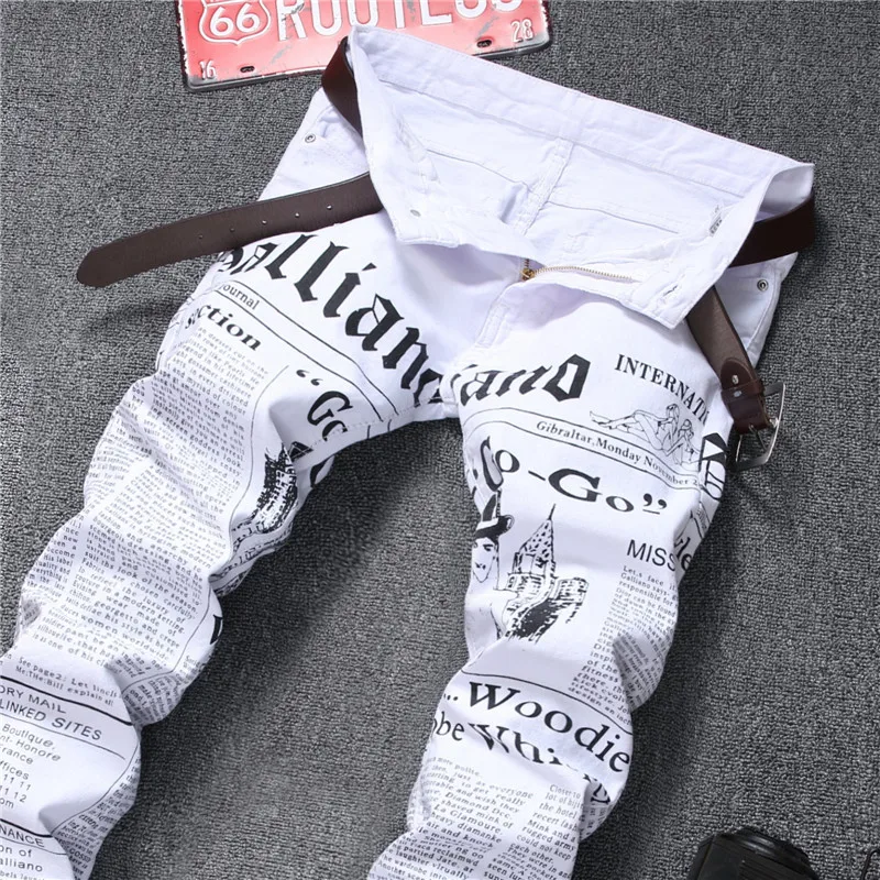 New men foreign trade alphabet print narrow pants fashionable feet cotton denim pant white stretch Casual men's small feet jeans
New men foreign trade alphabet print narrow pants fashionable feet cotton denim pant white stretch Casual men's small feet jeans