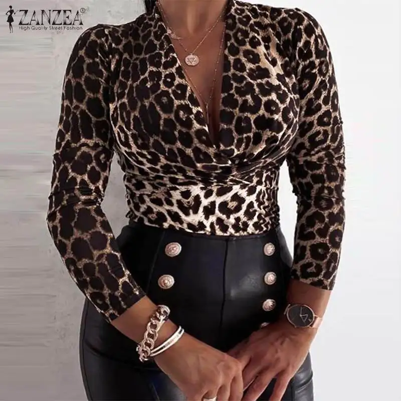 Stylish Women Autumn Sexy V Neck Long Sleeve Shirt ZANZEA Elegant Leopard Print Blouse Club Party Slim Tops Office Work Blusas
Stylish Women Autumn Sexy V Neck Long Sleeve Shirt ZANZEA Elegant Leopard Print Blouse Club Party Slim Tops Office Work Blusas