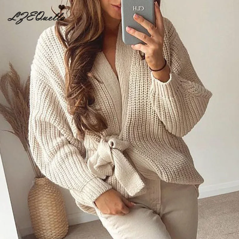 LZEQuella Long Sleeve Belt Cardigan Knitted Sweater Women 2021 Winter Solid Beige Sweaters Short Coat Women NZ3908
LZEQuella Long Sleeve Belt Cardigan Knitted Sweater Women 2021 Winter Solid Beige Sweaters Short Coat Women NZ3908