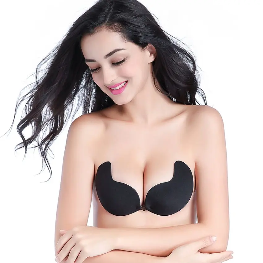 Sexy Silicone Strapless Front Closure Solid Lingerie Bra Tracksuit Self Adhesive Bras Brassiere Push Up | Женская одежда