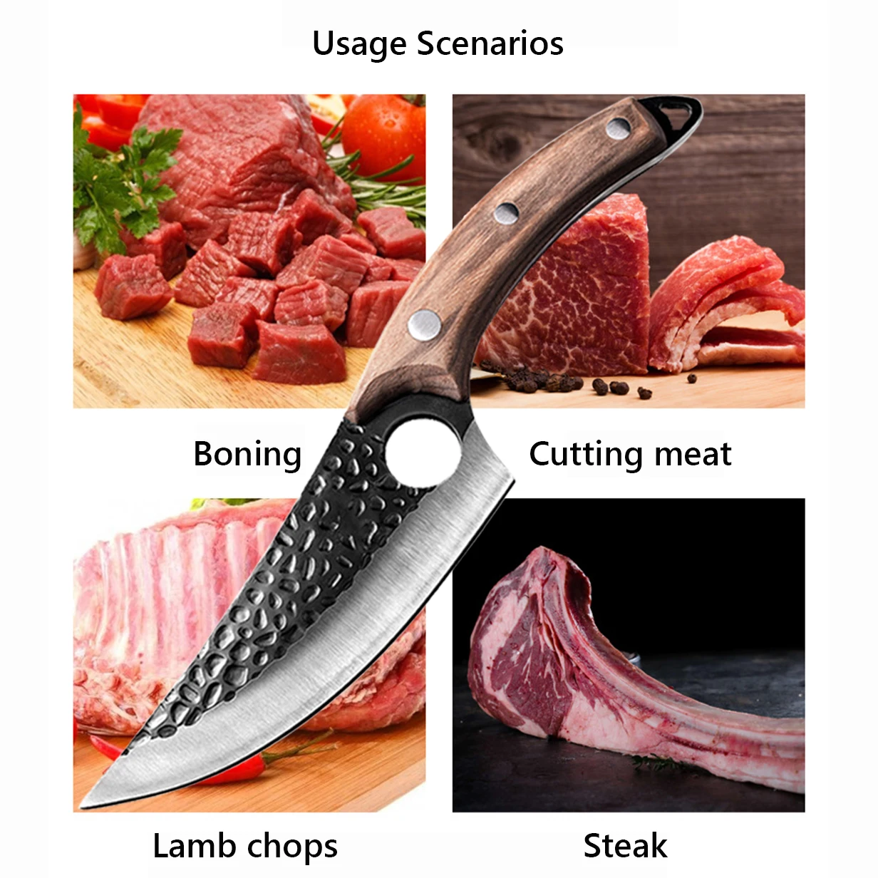 Stainless Steel Kitchen Boning Knife Handmade Fishing Knife Meat Cleaver Outdoor Cooking Cutter Butcher knife Cutter