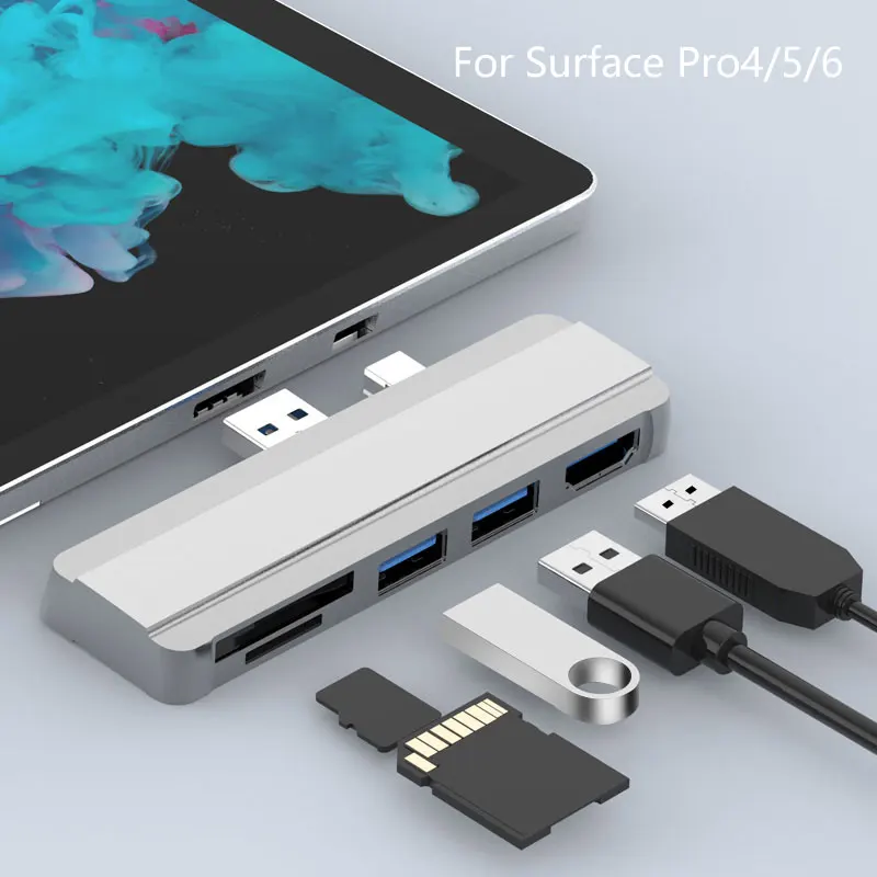 Mosible usb хаб 3 0 док станция для Microsoft Surface Pro 4/5/6 USB3.0 Порты и разъёмы совместимому с HDMI