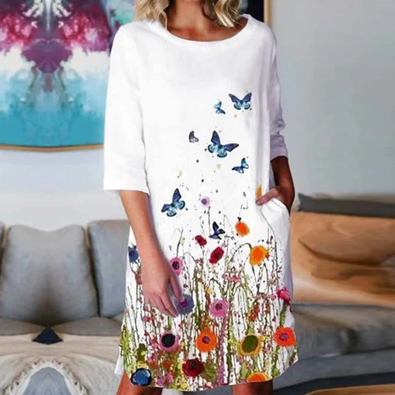Summer New Fashion Butterfly Print Dress Women Casual Boho Beach Loose Party Dresses
Summer New Fashion Butterfly Print Dress Women Casual Boho Beach Loose Party Dresses