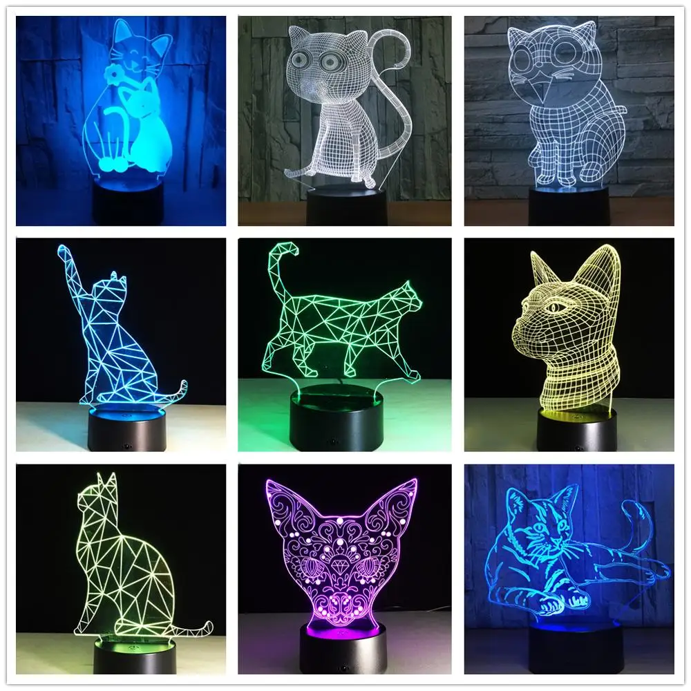Creative Cat Theme 3D Night Light LED Animal 7 Colors USB 3D Illusion Table Lamp For Home Bedroom Decorative Mood Lampara Lampe
Creative Cat Theme 3D Night Light LED Animal 7 Colors USB 3D Illusion Table Lamp For Home Bedroom Decorative Mood Lampara Lampe