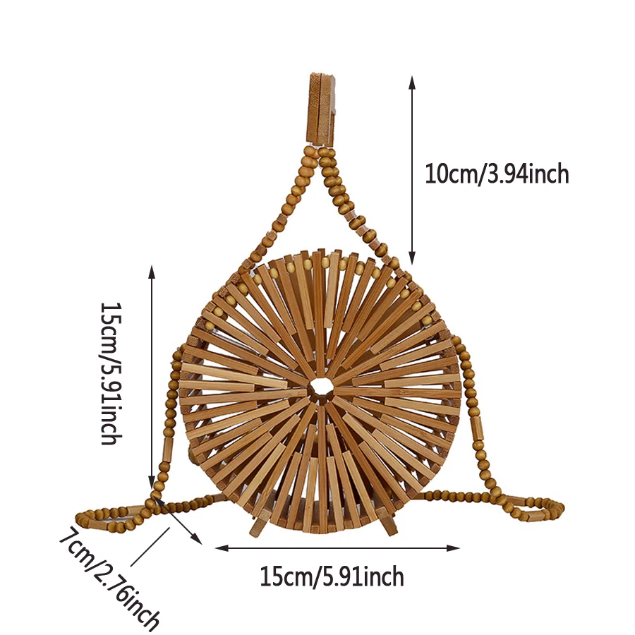 Fashion Round Beading Wooden Women Shoulder Crossbody Bags Rattan Handbags Bamboo Woven Summer Beach Straw Bag Small Bali Purses
Fashion Round Beading Wooden Women Shoulder Crossbody Bags Rattan Handbags Bamboo Woven Summer Beach Straw Bag Small Bali Purses