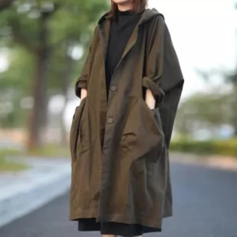 Women Single Breasted Casual Long Windbreaker Loose Streetwear Autumn Winter Trend Coat Big Pockets Hoodied Outwear Overcoat
Women Single Breasted Casual Long Windbreaker Loose Streetwear Autumn Winter Trend Coat Big Pockets Hoodied Outwear Overcoat