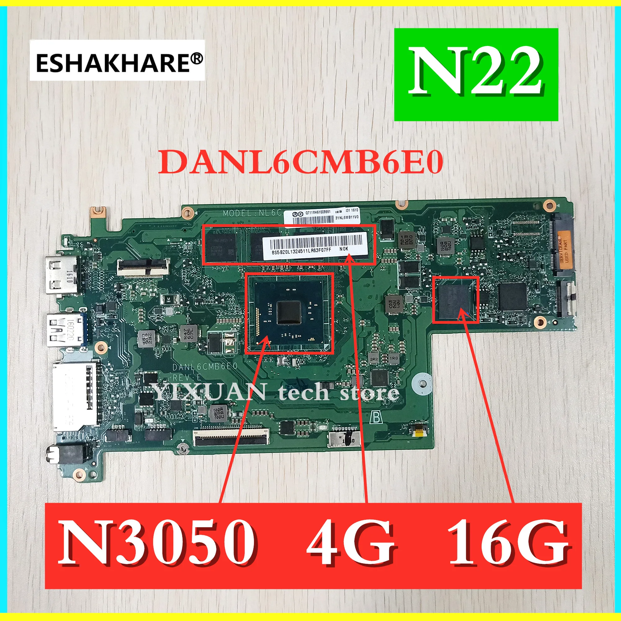5B20L13245 оригинальная материнская плата для ноутбука Lenovo N22 N3050 RAM 4G 16G DANL6CMB6E0