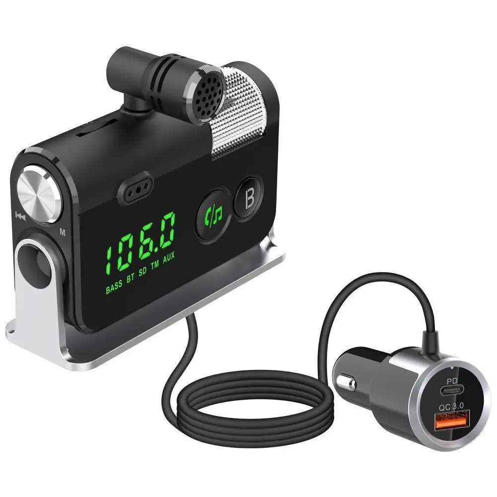 Автомобильный FM-передатчик Bluetooth 5,0, автомобильный комплект громкой связи, AUX аудио приемник, mp3-плеер QC3.0 PD 18 Вт, зарядное устройство USB со съе...
Автомобильный FM-передатчик Bluetooth 5,0, автомобильный комплект громкой связи, AUX аудио приемник, mp3-плеер QC3.0 PD 18 Вт, зарядное устройство USB со съе...