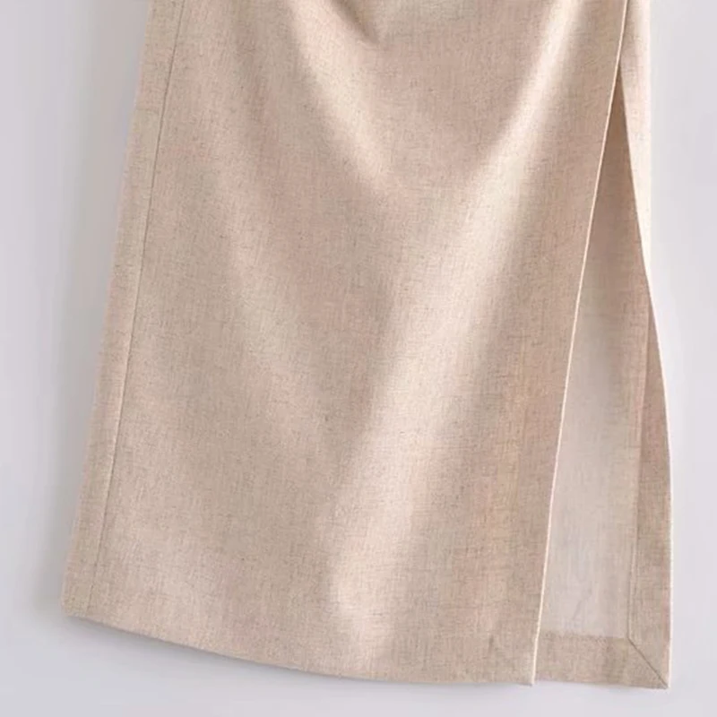 Women's Split Cotton Linen Midi Skirt Elegant High Waist A-line Folds Package Hips Skirts Autumn 2021 Casual Office Lady Mujer 
Women's Split Cotton Linen Midi Skirt Elegant High Waist A-line Folds Package Hips Skirts Autumn 2021 Casual Office Lady Mujer