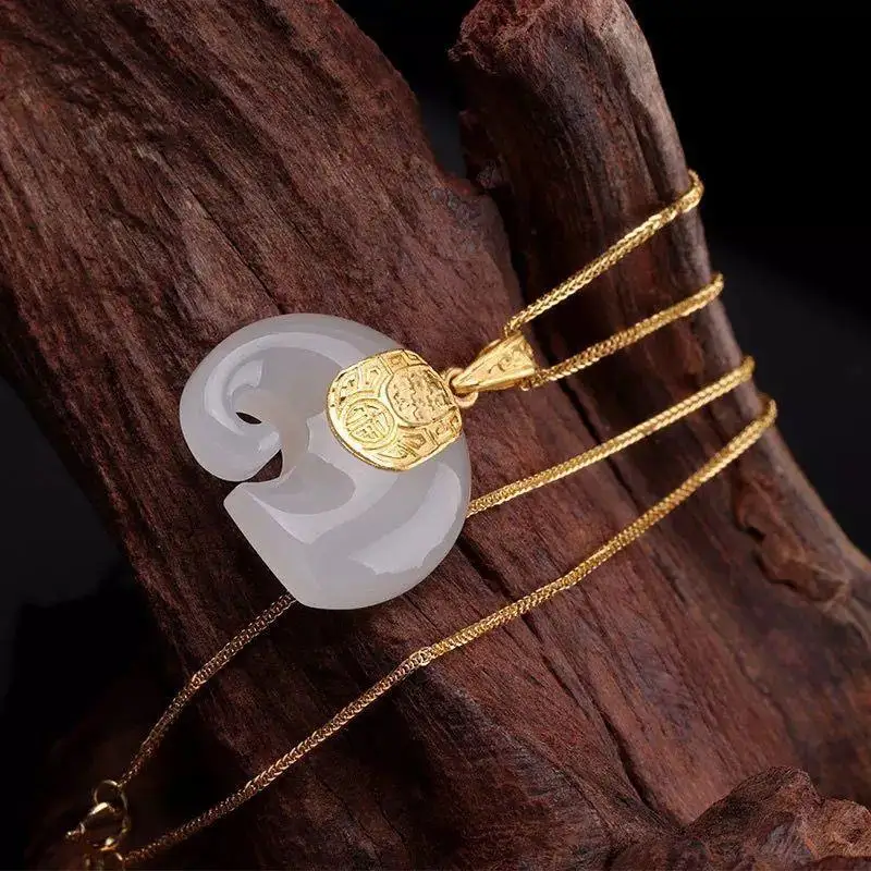 Natural Hetian Jade Elephant Necklace Necklace S925 Sterling Silver Lucky Female Birthday Present Valentine's Day Must Pendant
Natural Hetian Jade Elephant Necklace Necklace S925 Sterling Silver Lucky Female Birthday Present Valentine's Day Must Pendant
