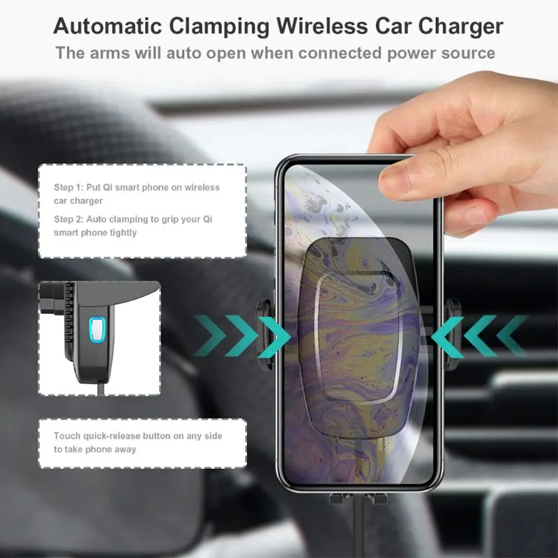 Qi Wireless Car Fast Charger Mount Magnetic Sensor Automatic Clamp Type C Mobile Phone Car Stand Quick Charger Holder Bracket
Qi Wireless Car Fast Charger Mount Magnetic Sensor Automatic Clamp Type C Mobile Phone Car Stand Quick Charger Holder Bracket