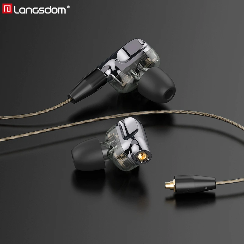 Langsdom D5 MMCX наушники с микрофоном 3 5 мм двойной драйвер Hifi проводные гарнитура для
