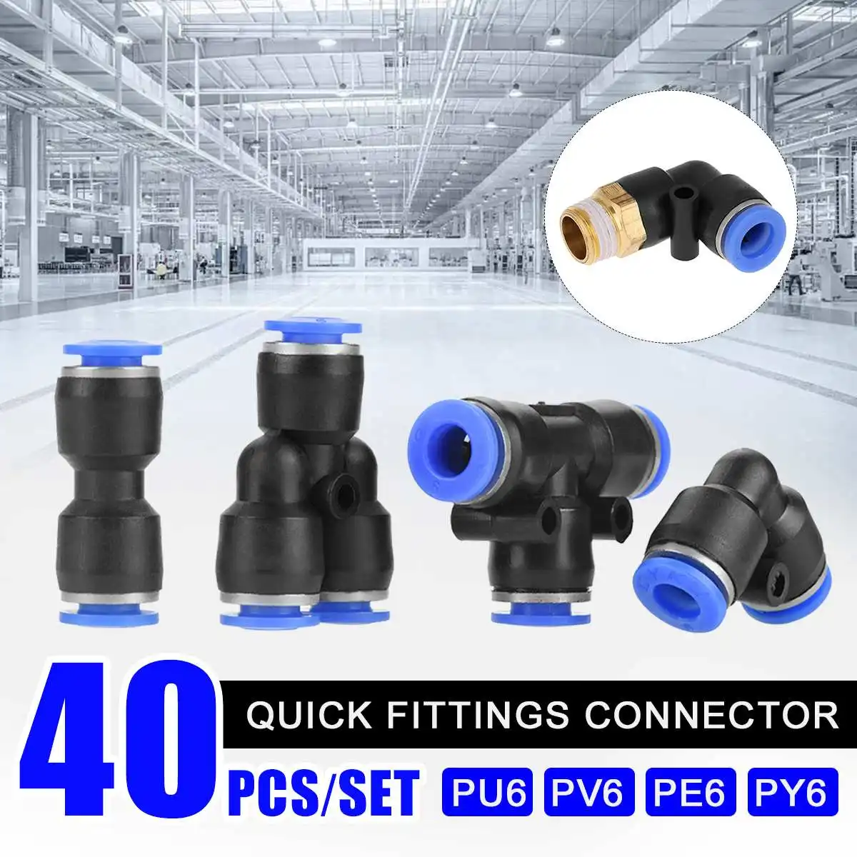 40pcs Pneumatic Fittings Straight Push Plastic Connector 6/8/10/12mm Trachea Connector Set PU Plastic Air water Hose Tube Gas
40pcs Pneumatic Fittings Straight Push Plastic Connector 6/8/10/12mm Trachea Connector Set PU Plastic Air water Hose Tube Gas