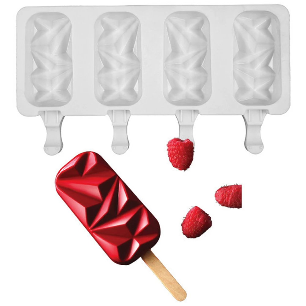 4-Cavity Diamond Ice Pop Mold Ice Pop Makers Silicone Easy Home-made Popsicles Mould Tray
4-Cavity Diamond Ice Pop Mold Ice Pop Makers Silicone Easy Home-made Popsicles Mould Tray