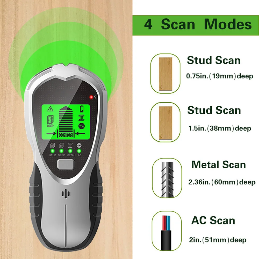 Electronic Stud Finder Wall Scanner 4 In 1 Electronic Stud Sensor Finding Metal Detector For Locator Wood Joist Finders AC Wires
Electronic Stud Finder Wall Scanner 4 In 1 Electronic Stud Sensor Finding Metal Detector For Locator Wood Joist Finders AC Wires