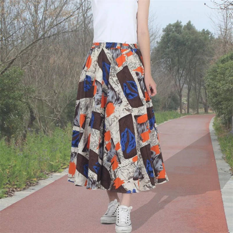 Women's long skirt high waist A-line Vintage Ethnic style print skirt Ladies cotton linen breathable casual Elastic waist skirts
Women's long skirt high waist A-line Vintage Ethnic style print skirt Ladies cotton linen breathable casual Elastic waist skirts