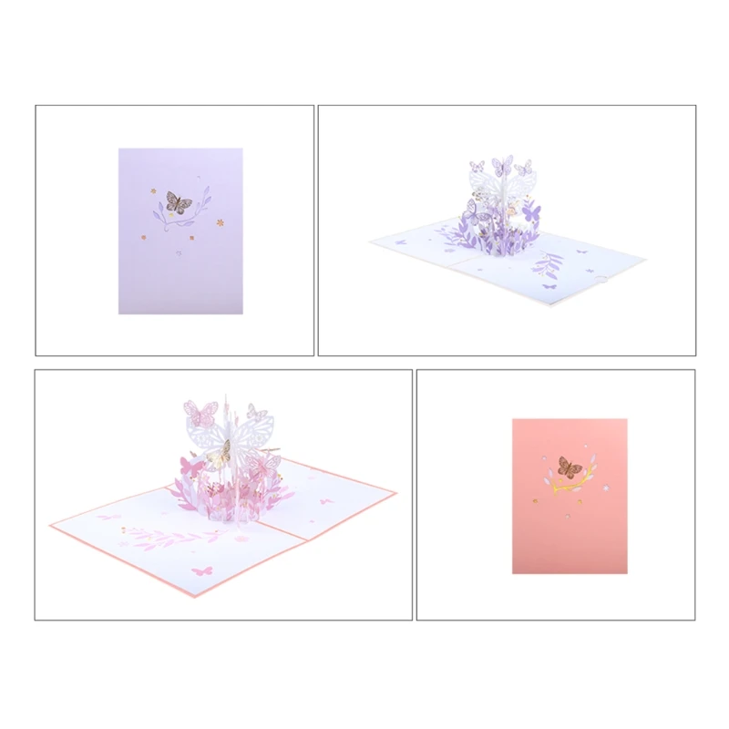 3D Pop-Up Butterfly Flower Basket Greeting Card for Birthday Mother's Day Party