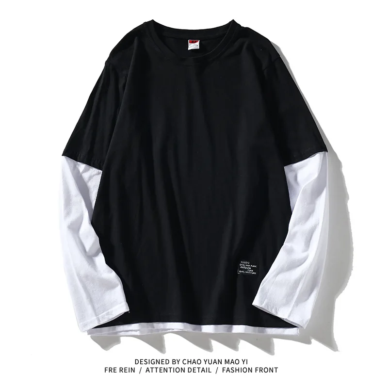 High quality fall/spring 2021 fashion oversized fake two T-shirts men's long sleeve casual O neck T-shirt 
High quality fall/spring 2021 fashion oversized fake two T-shirts men's long sleeve casual O neck T-shirt