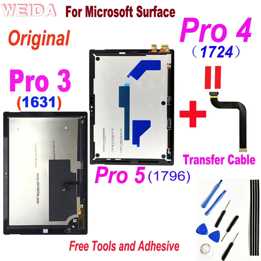 

Original Display for Microsoft Surface Pro 3 1631 Pro 4 1724 Pro 5 1796 LCD Display Touch Screen Digitizer Assembly for Pro3 LCD