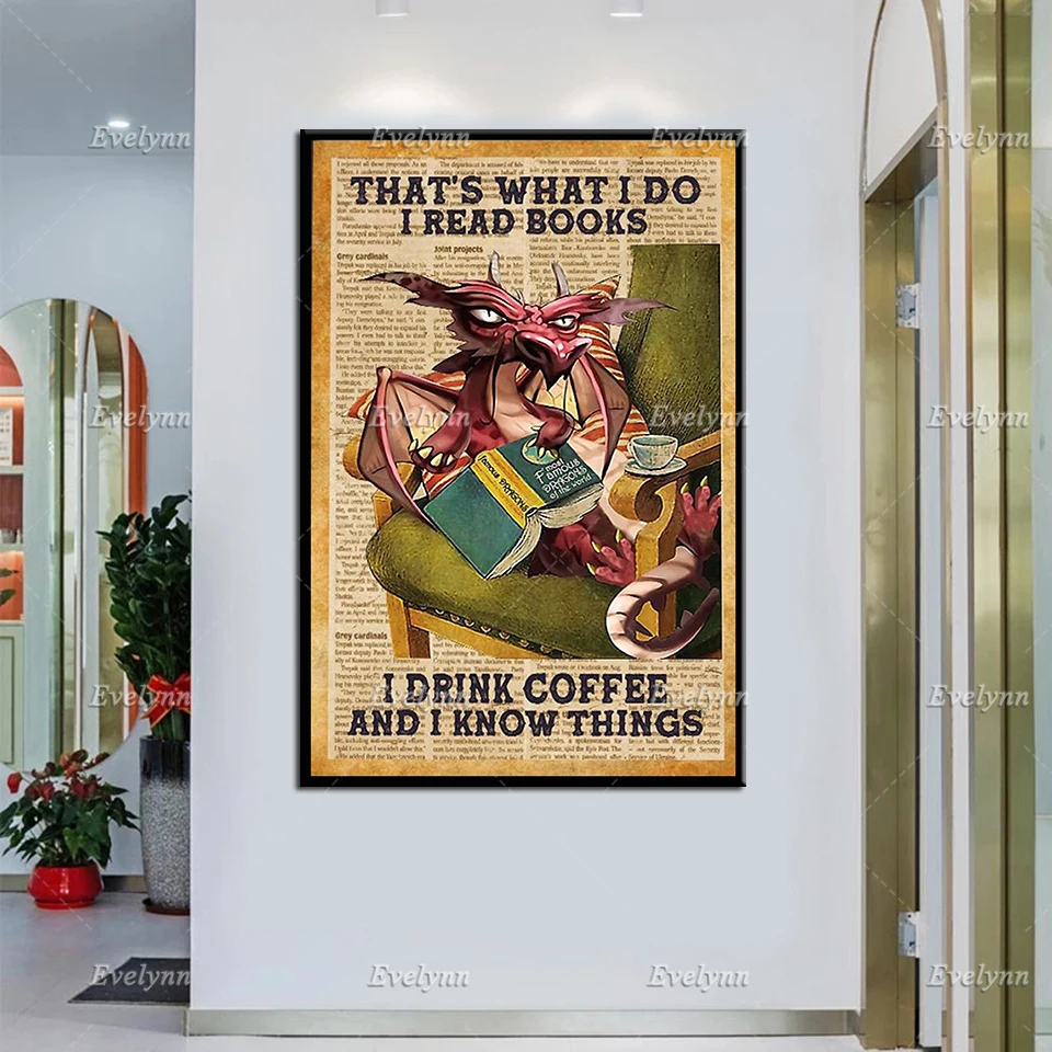 That's What I Do I Drink Coffee and I Know Things Vintage poster, Grumpy Dragon, Dragon Art Print Home Decor Wall Art Canvas
That's What I Do I Drink Coffee and I Know Things Vintage poster, Grumpy Dragon, Dragon Art Print Home Decor Wall Art Canvas