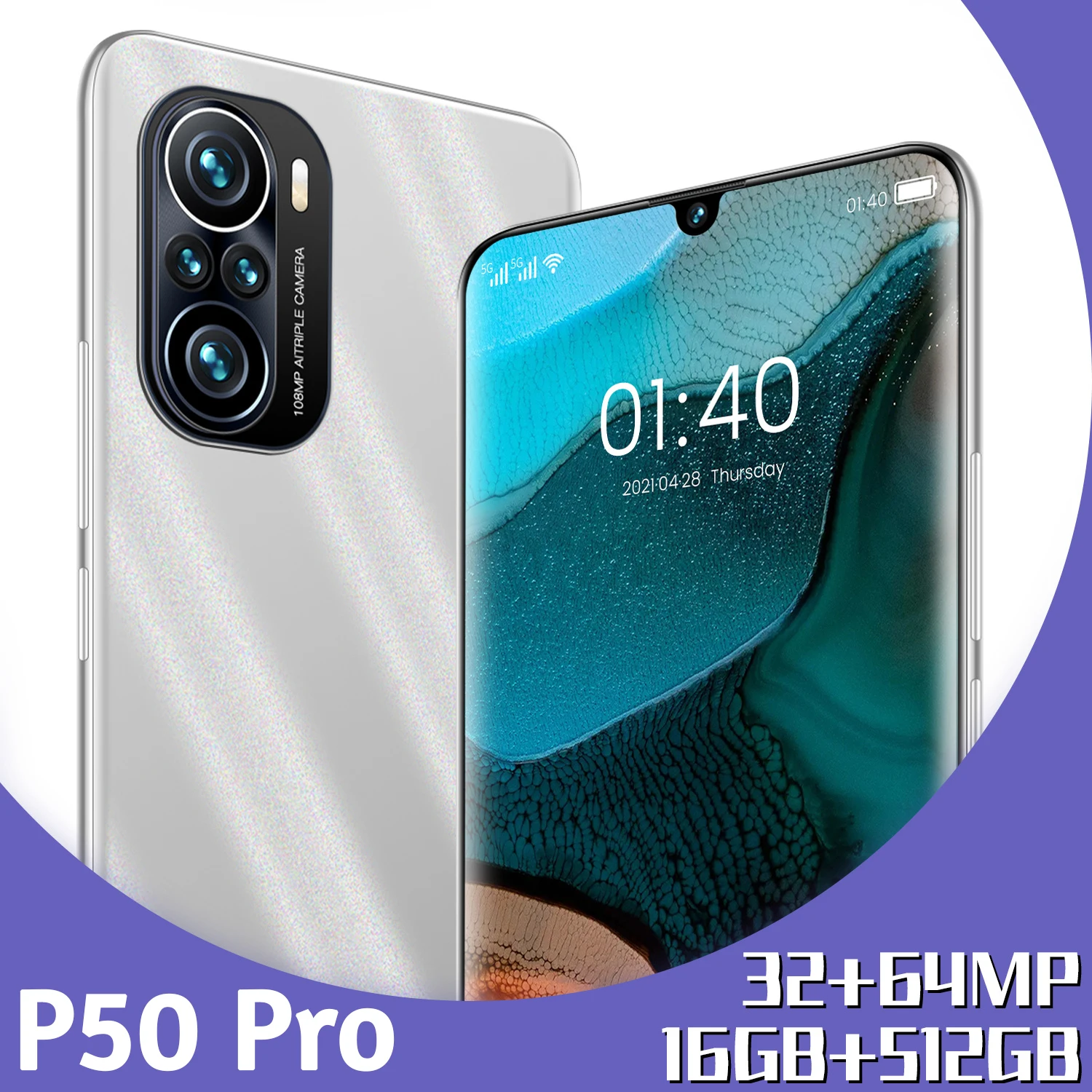 Global Version P50 Pro 6.3Inch SmartPhone Galaxy 16+512G Android 6000Mah Lithium-ion Big Battery CellPhone 32MP+64MP Camera
Global Version P50 Pro 6.3Inch SmartPhone Galaxy 16+512G Android 6000Mah Lithium-ion Big Battery CellPhone 32MP+64MP Camera