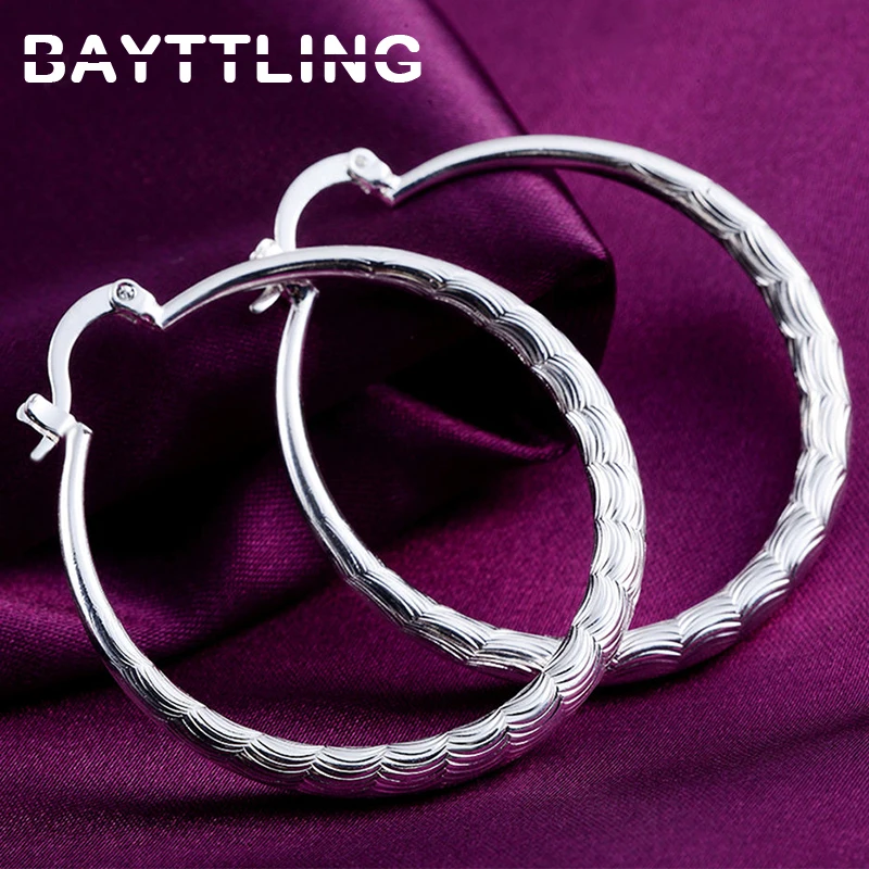 BAYTTLING Silver Color 40MM Round Wave Pattern Hoop Earrings For Woman Lady Luxury Christmas Gift Engagement Jewelry
BAYTTLING Silver Color 40MM Round Wave Pattern Hoop Earrings For Woman Lady Luxury Christmas Gift Engagement Jewelry