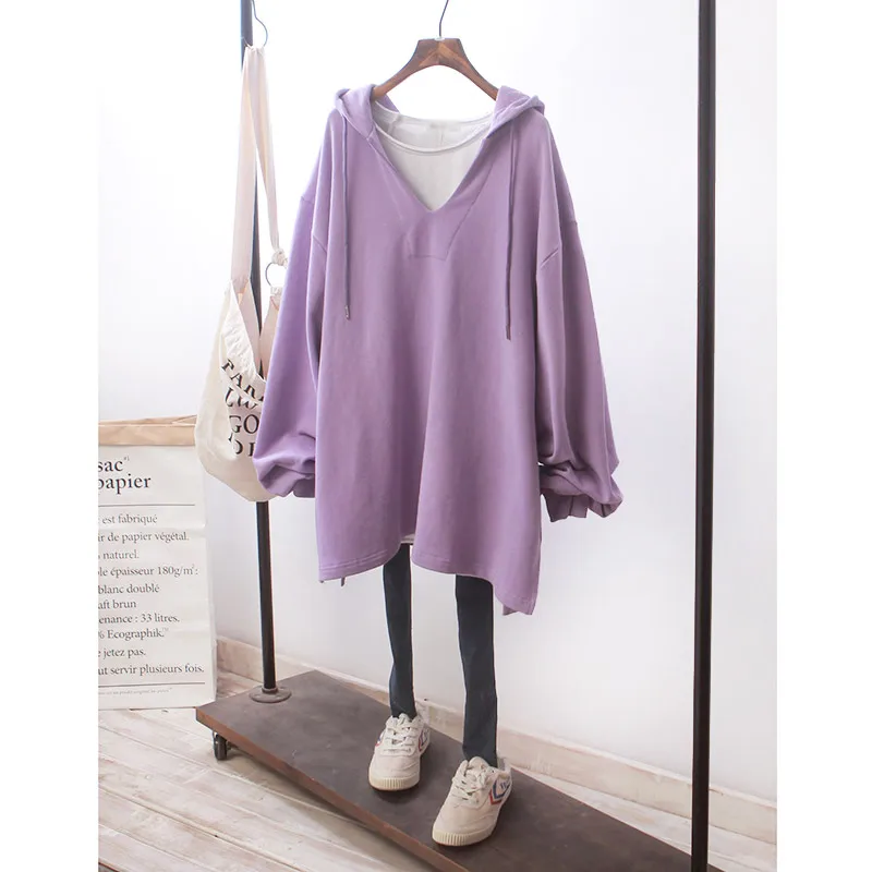 SuperAen Solid Sweatshirt Women Spring and Autumn Thin 2020 New Loose Plus Size V-neck Hooded Mid Length Split Fashion Top
SuperAen Solid Sweatshirt Women Spring and Autumn Thin 2020 New Loose Plus Size V-neck Hooded Mid Length Split Fashion Top