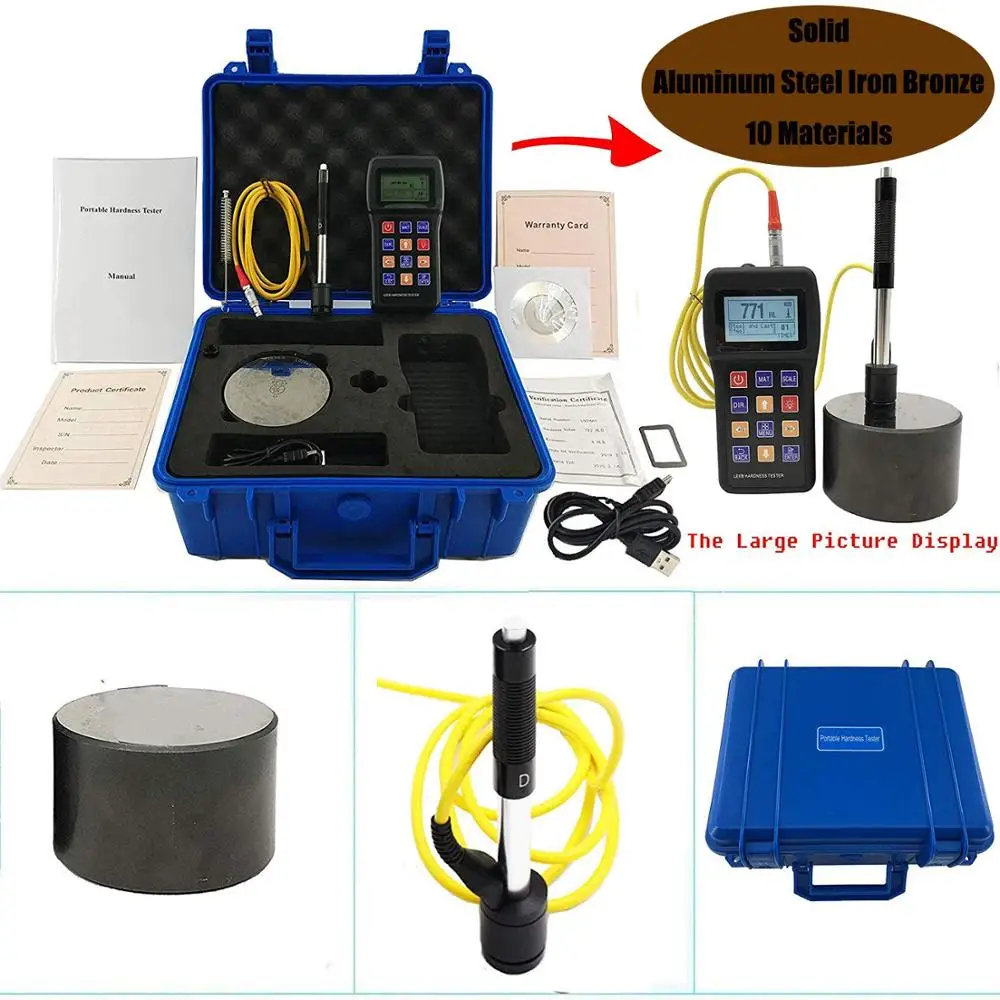Leeb Hardness Tester Meter 170 to 960 HLD Metals Durometer Tester HL HB HRB HRC HRA HV HS with Standard D Type Impact Device
Leeb Hardness Tester Meter 170 to 960 HLD Metals Durometer Tester HL HB HRB HRC HRA HV HS with Standard D Type Impact Device