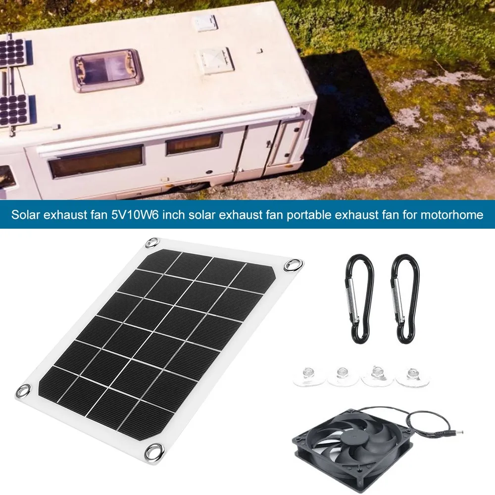 10W 6V Solar Exhaust Fan 6 Inch Mini Solar Powered Ventilator Fan For Dog Chicken House RV Car Garage Outdoor Indoor
10W 6V Solar Exhaust Fan 6 Inch Mini Solar Powered Ventilator Fan For Dog Chicken House RV Car Garage Outdoor Indoor