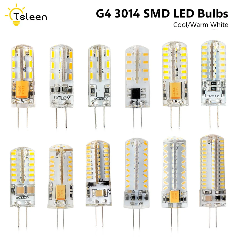 

G4 3014 LED Bulb AC DC 12V 220V 3w 5w 6w 9w Replace 10w 20w 30w halogen Light 360 Beam Angle G4 Christmas LED Crystal Corn Lamps