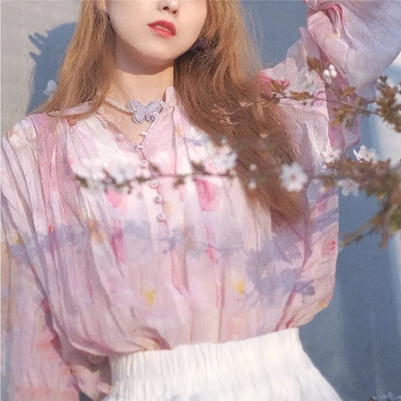 Woman Spring Summer Thin Long Sleeve Print Single Breasted Blouse Female Slim Sweet Shirt Ladies High Version French Top ML233
Woman Spring Summer Thin Long Sleeve Print Single Breasted Blouse Female Slim Sweet Shirt Ladies High Version French Top ML233