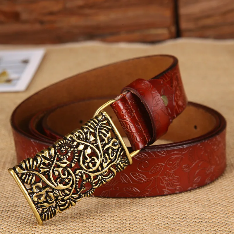 Peikong Women leather belt retro hollowed out board buckle leather belt with female smooth buckle female cowhide belt 115cm
Peikong Women leather belt retro hollowed out board buckle leather belt with female smooth buckle female cowhide belt 115cm