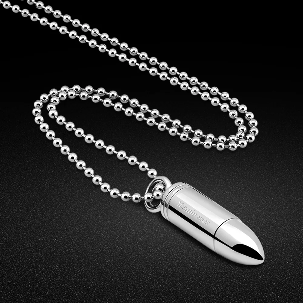 925 sterling silver necklace men's fashion bullet pendant design solid silver pendant necklace men's charm jewelry Free shipping
925 sterling silver necklace men's fashion bullet pendant design solid silver pendant necklace men's charm jewelry Free shipping